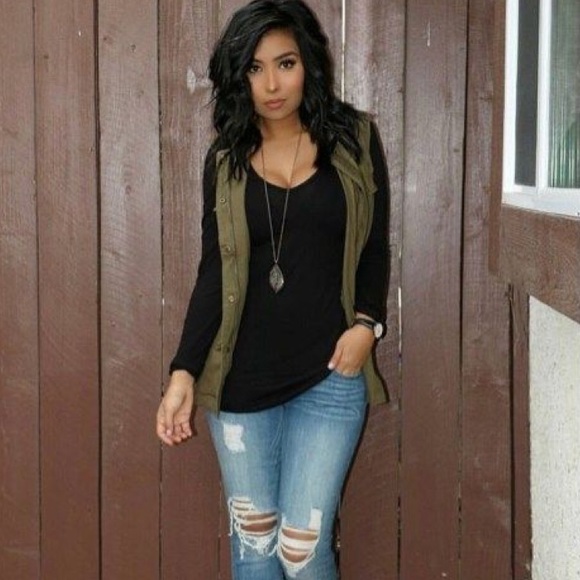 Max Jeans Jackets & Blazers - Max Jeans Army Green Faux Shearling Vest